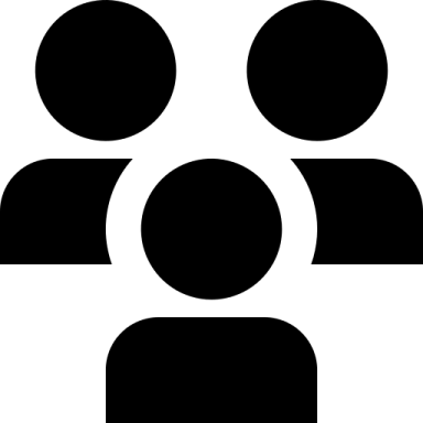 Drei stilisierte Benutzer-Symbole in Schwarz auf weißem Hintergrund.