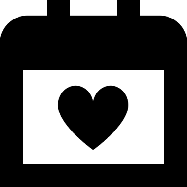 Kalender-Symbol mit einem Herz, symbolisiert besondere Anlässe oder Termine.