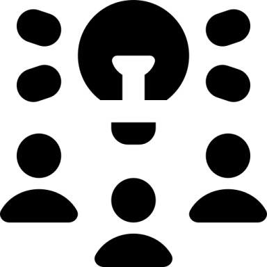 Gruppendiskussion mit symbolischem Licht als zentrales Element.